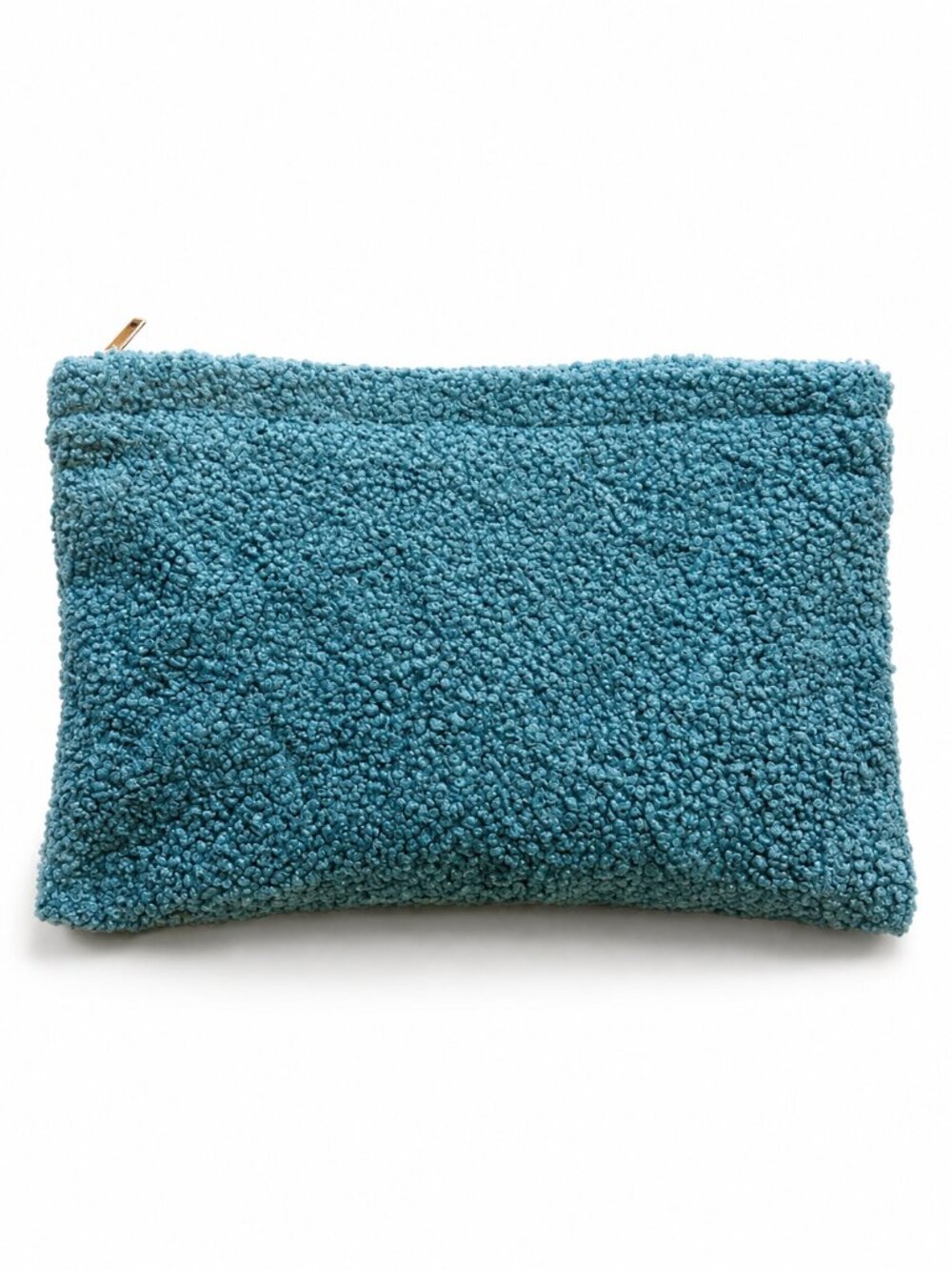 Ulta Beauty Teal Sherpa Shag Fleece Makeup Bag Zip Cosmetic Pouch